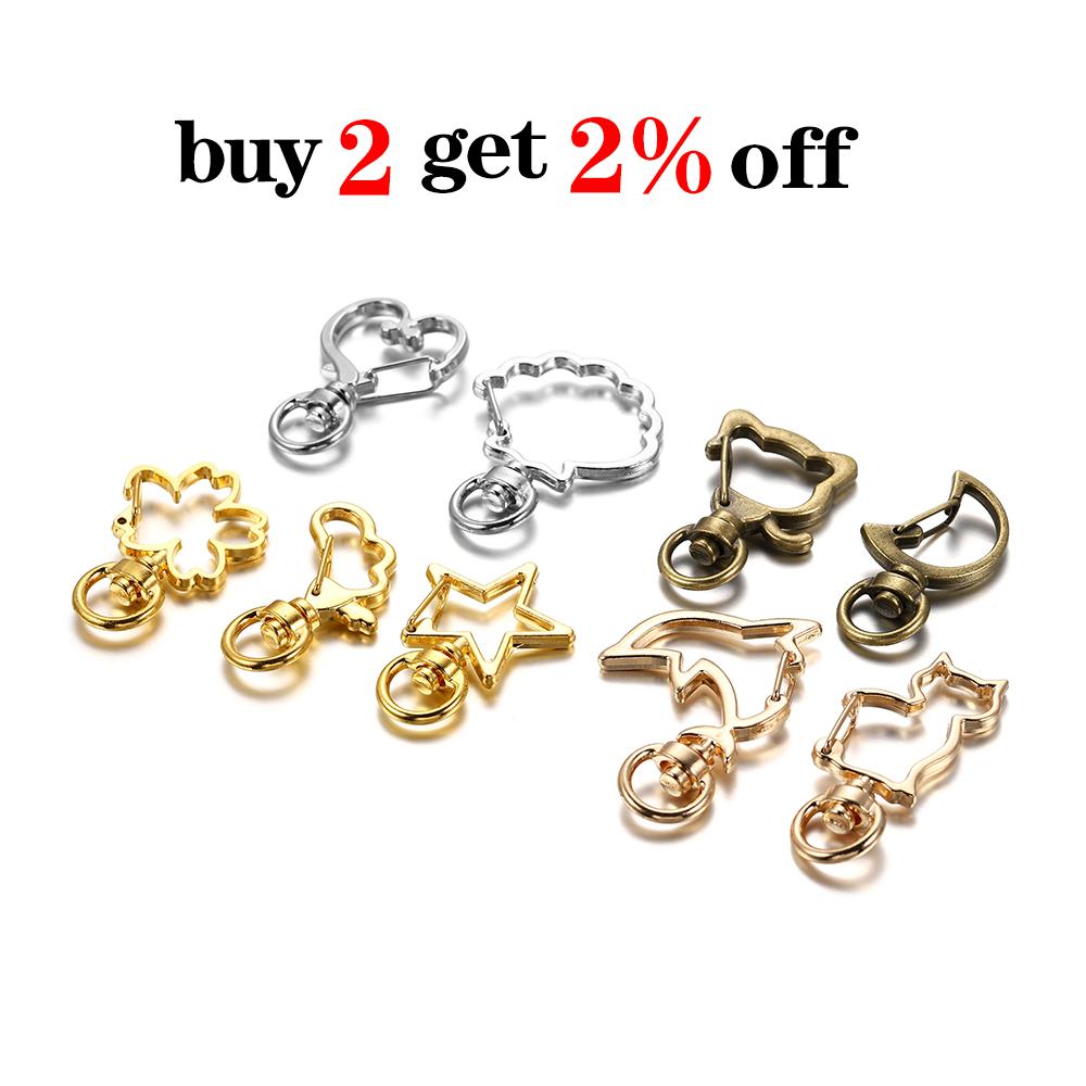 10Pcs/Lot Mix Color Keychain Moon Dog Cat Dolphins Cloud Heart Key Chain DIY For Jewelry Making Findings Accessories Supplies