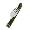 Folding Cutlery Set Fork Knife with Army Green Pouch Survival Camping Bag Outdoor Cutlery Stainless Steel Portable Tableware