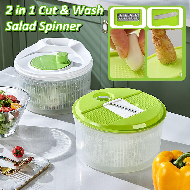 Household Salad Dryer Salad Spinner Vegetable Dehydrator Multi-Function Absorbent Basket Manual Vegetable Dryer Kitchen