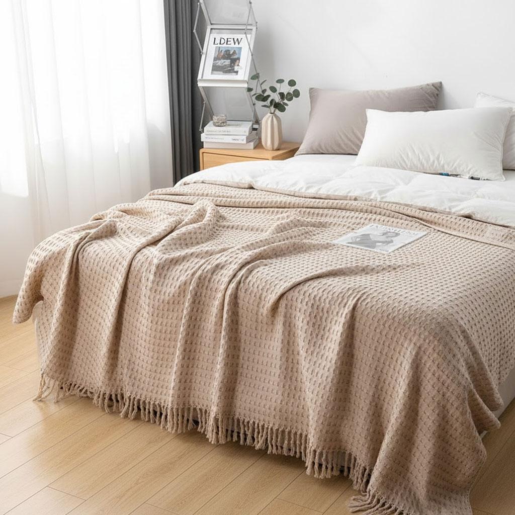 Breathable 100% Cotton Muslin Blanket - Summer Cooling  Weave Throw & Nap Quilt