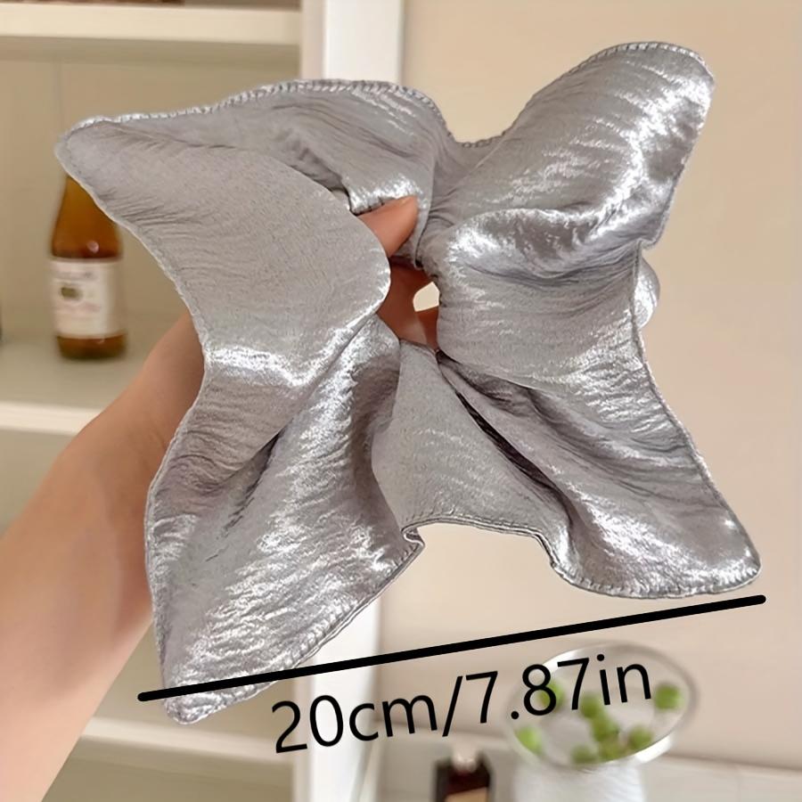1pc Silvery Shiny Square Scarf Large Intestine Hair Tie Korean High Elastic Ponytail Hair Tie Does Not Hurt Hair High-End Head Rope