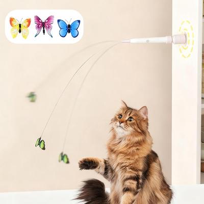 Electric Cat Toy Interactive Suction Cup Stimulating Automatic Electronic Toy Wand for Small Medium Kitten Home Apartment Play
