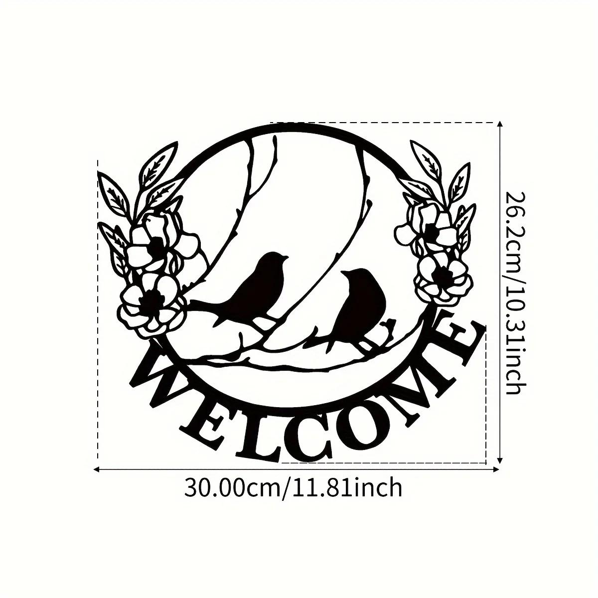 

1 шт. Металлическая настенная художественная элегантная приветственная табличка, идеальный подарок на новоселье, стильный домашний декор, цветочное декоративное настенное украшение для любого пространства светло-серый