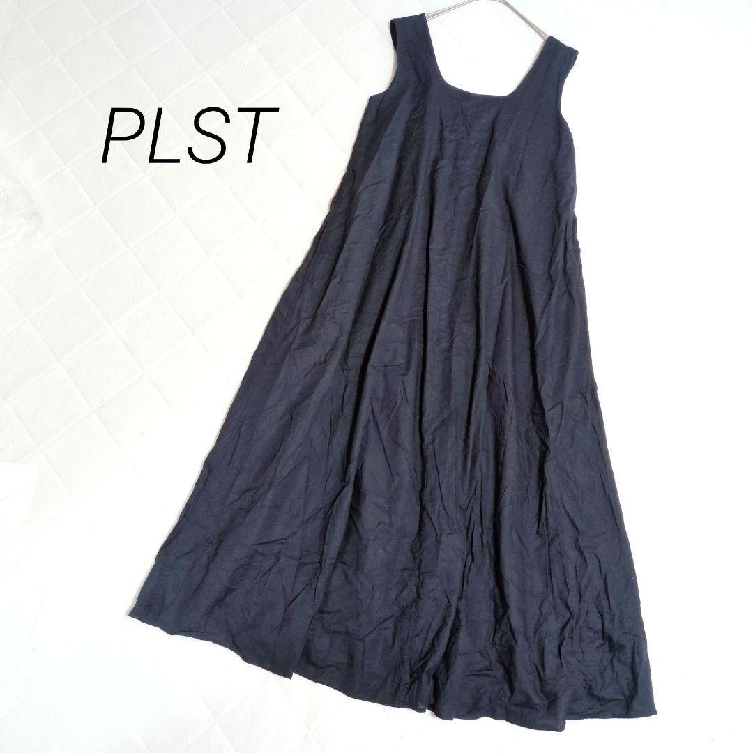 Plaste Cami Dress Flare Long Dress Elastic Gathers on the Back Black M
