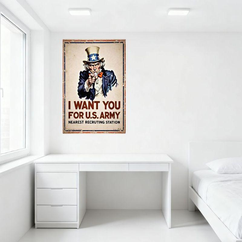 Vintage Uncle Sam I Want You for US Army Metal Tin Sign Distressed Retro WWII Recruitment Poster Wall Decor for Bar Man Cave Caf
