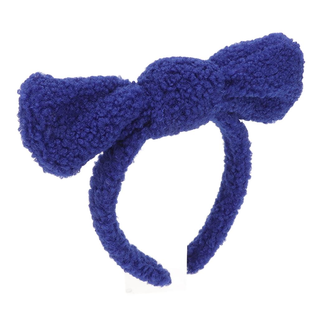 Bow Headband Headdress Blue Large Cute Bow Shape Face Wash Hair Band for Makeup Spa Yoga