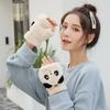 Winter ladies cute cartoon gloves half finger flip panda plush thickened warm full finger dual-purpose gloves