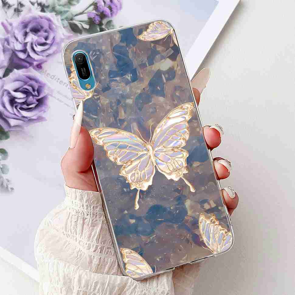 For Huawei Y6 Pro 2019 MRD-LX2 Case Fashion Flower Love Silicone TPU Shockproof Cover For Huawei Y6Pro Y16 pro 2019 Phone Cases