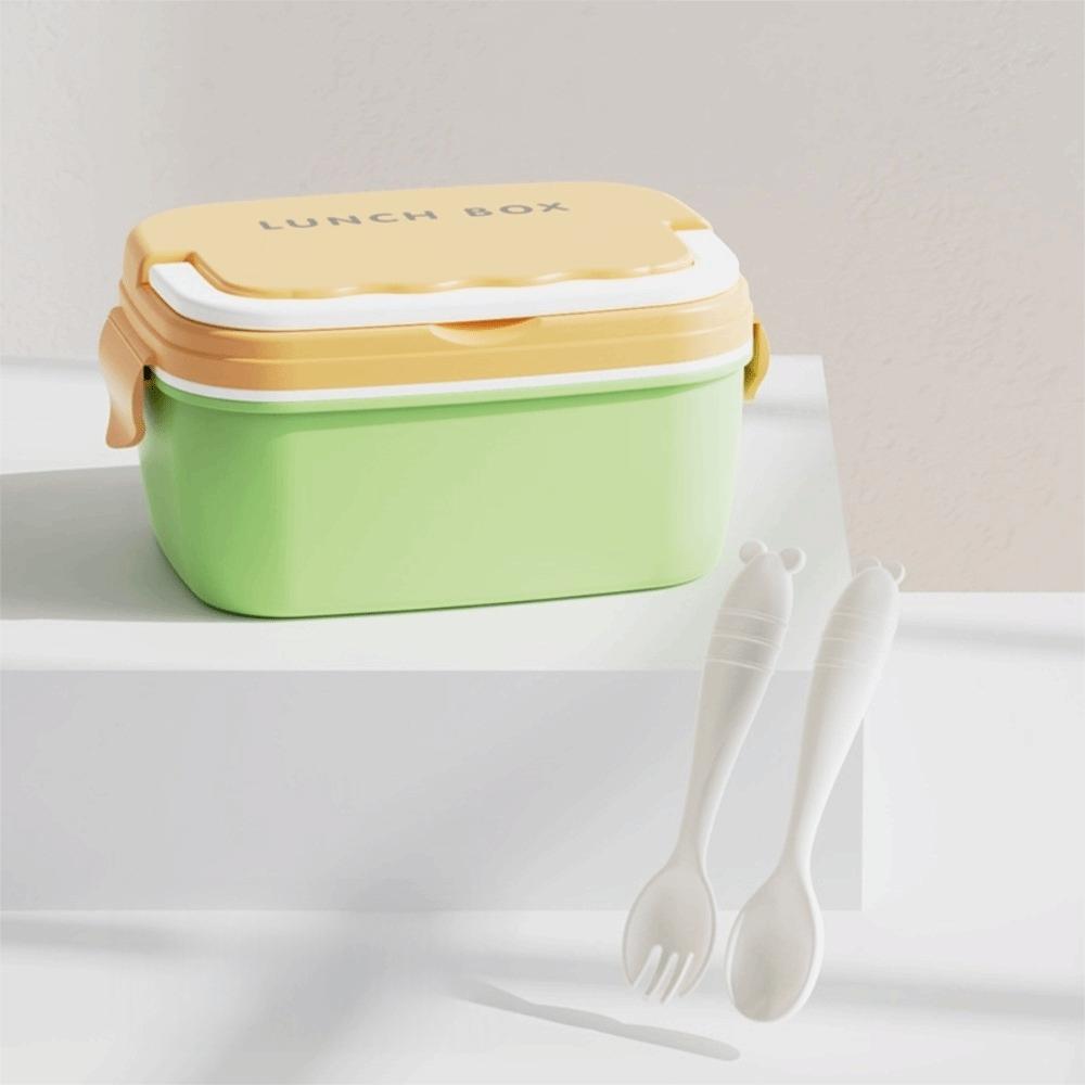 Office Worker Microwavable Lunch Box Food Grade Divided Food Storage Container Spoon Fork Leakproof Fresh Keeping Box