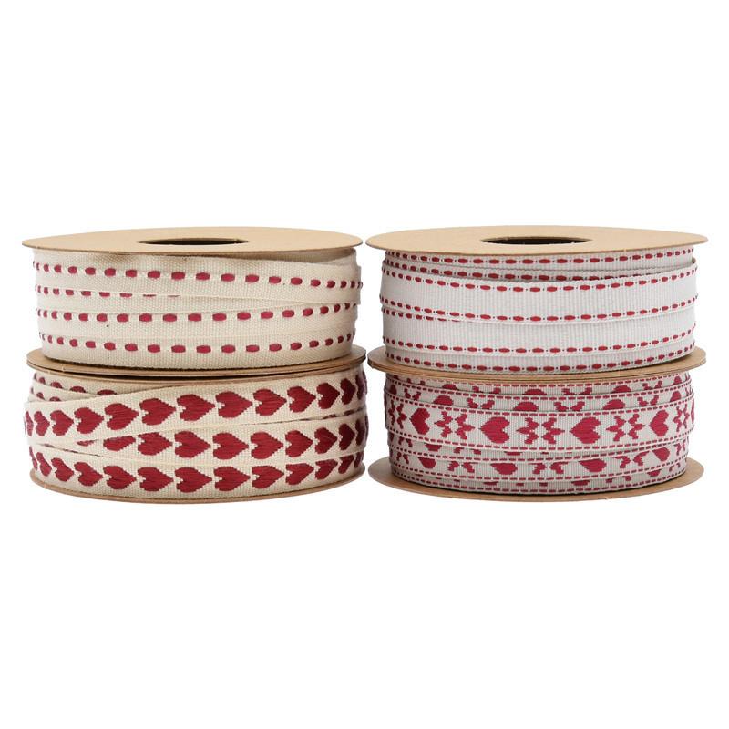 Barevná tkaná žakárová love webbing, květinová dárková balicí šňůra zahradnická dekorativní popruh na svetr 10 yardů