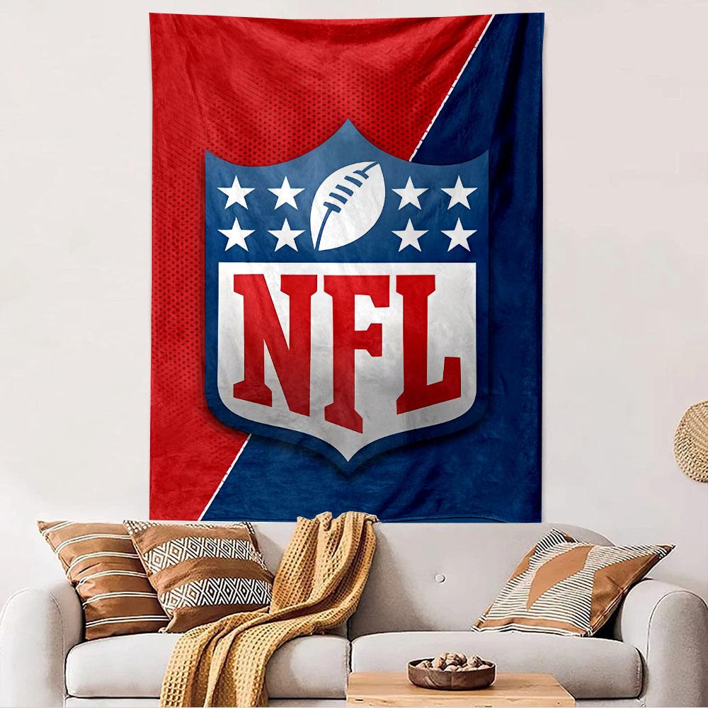 NFL Football League Logo Tapestry Wall Hanging, American Football Emblem Art, Sports Wall Decor for Bedroom Living Room Man Cave