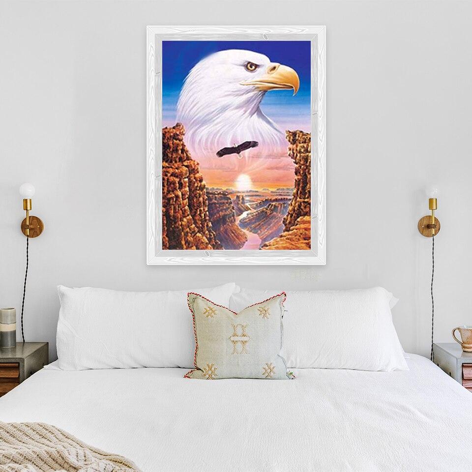 New 5D DIY Diamond Painting Eagle Diamond Embroidery Animals Cross Stitch Full Round Drill Crafts Home Decor Manual Gift