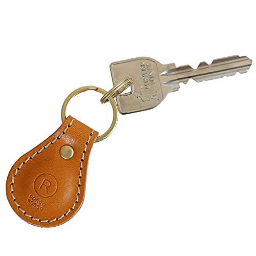 Porco Rosso Leather Keychain, Car/Motorcycle Key Ring, Small Carabiner, Compact, Teardrop Shape, Genuine Tochigi Leather, Made in Japan, Men's/Women's