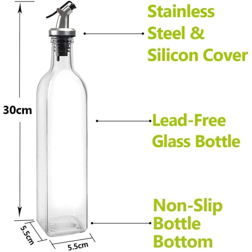 PENGQIMM Olive Oil Bottle, 500ml Glass Oil Pot, Heat-Resistant Glass, for Home Use, Condiment Container, Dressing Bottle