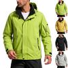 Men's Windproof Hiking Jacket with Hood Long Sleeve Zip Front Outdoor Coat for and Hiking