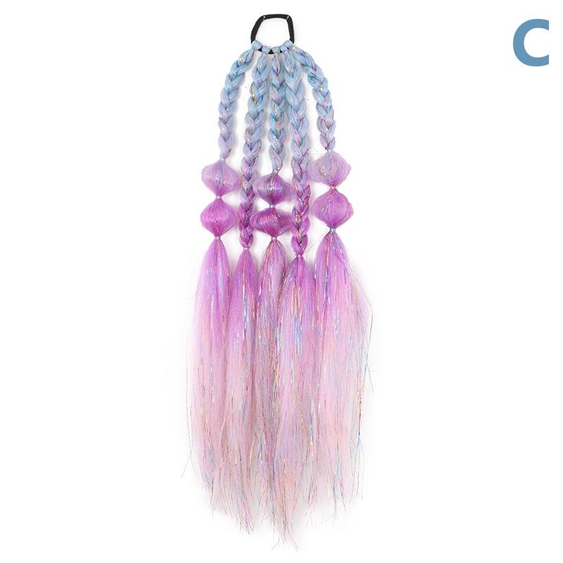 26Inch Synthetic Colored Long Lantern Bubble Braid Ponytail Hair Extension Elastic Rubber Bands Hairpiece For Women