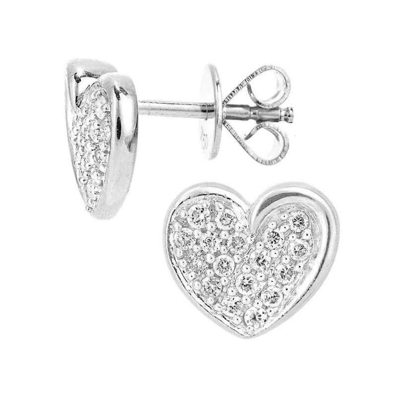 Full Diamond Heart Stud Earrings