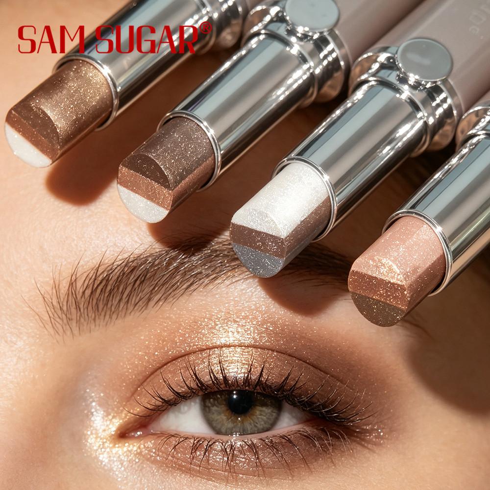 4 stuks Driekleurige Gradient Oogschaduwstick Set Waterdicht Vlekbestendig Shimmer Parelmoer Highlighter Contour Oogschaduw Pen Snelle Make-up Oog Make-up