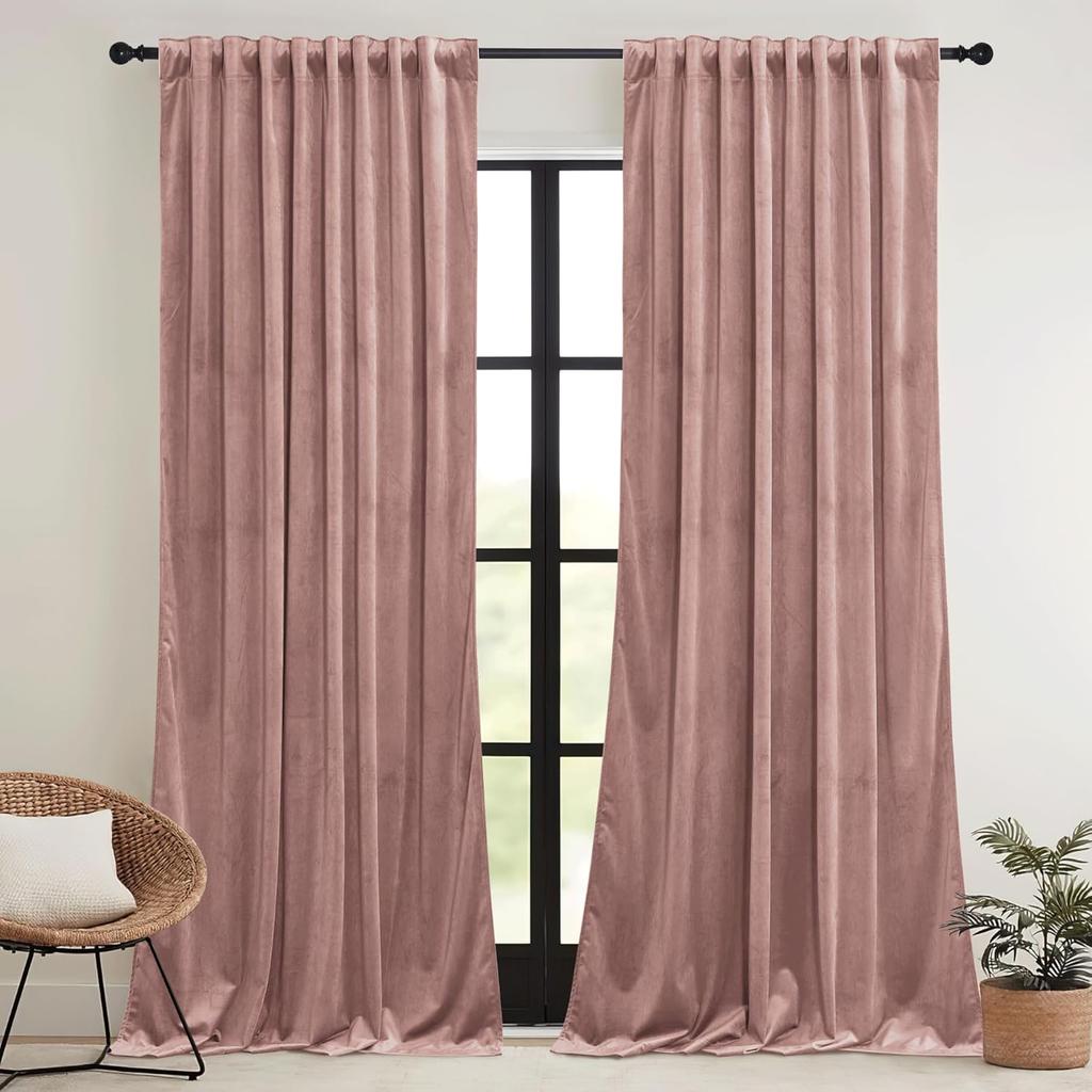 Rideaux en Velours Vert Sauge 84 pouces, Rideaux en Velours Super Doux Assombrissants pour Chambre
