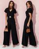 2024 Summer V-Neck Wide Leg Short Sleeve Jumpsuit