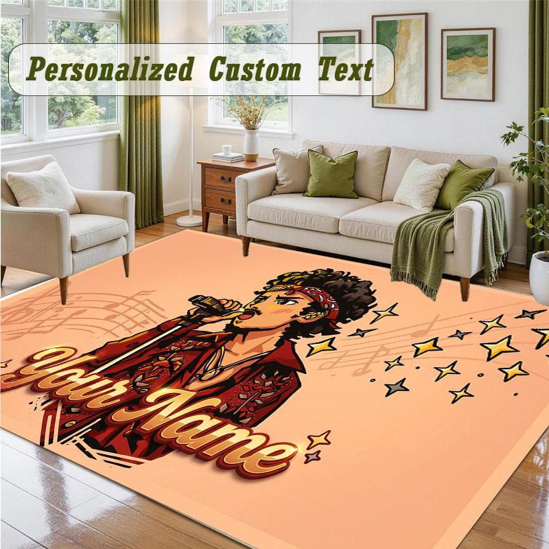 Crystal Velvet Square Rug Custom NameBruno Mars Pattern Non Slip Home Floor Decor Rug