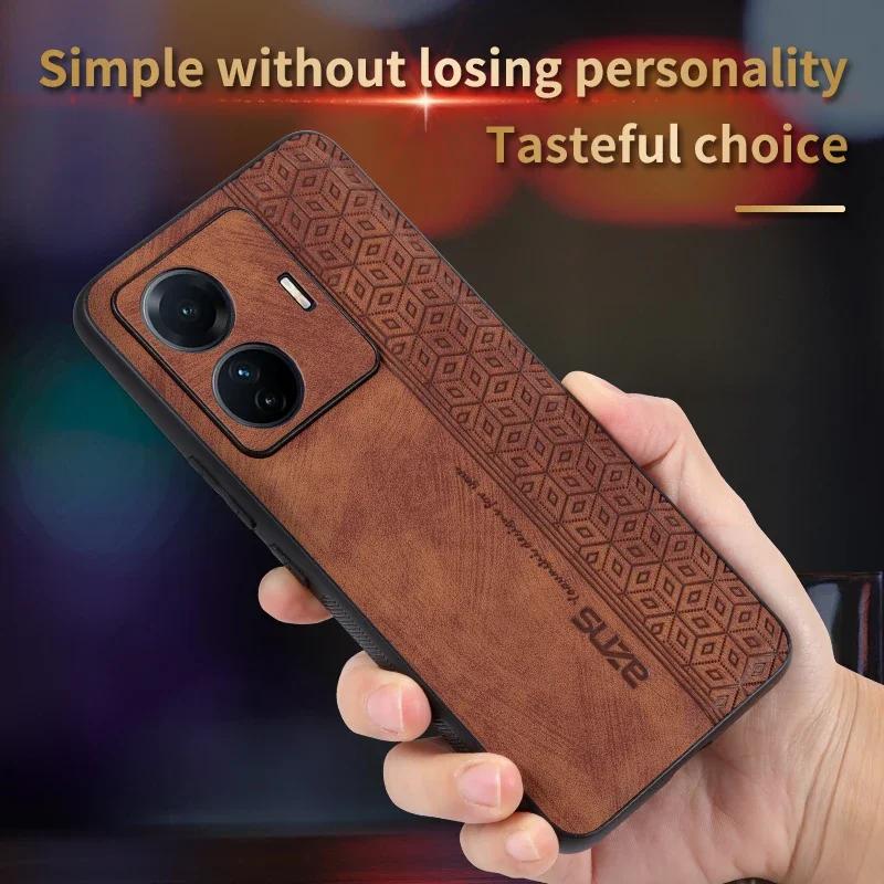 Luxury 3D Embossed Leather Case for Vivo S15 S16 S17 T1 Pro 15e 16e 17e Skin Feel Soft Edge Rugged Bumper Back Cover Funda