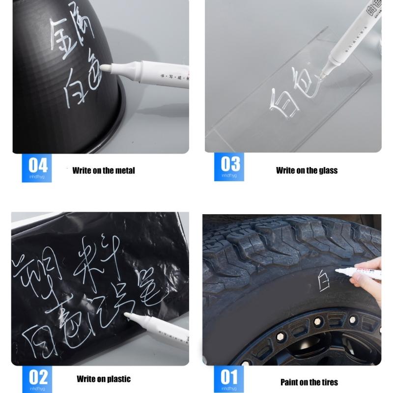 10x/Set Waterproof Marker Pens White Paint Marker Pens Quick-drying Markers Permanent Markers for School