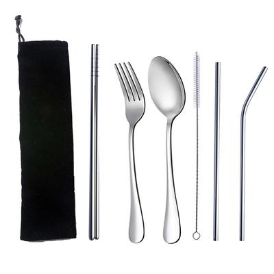 Portable Tableware Single Box Stainless Steel Reusable Travel Cutlery Set Camp Utensils Set Suitable For Outdoor Picnic Travel