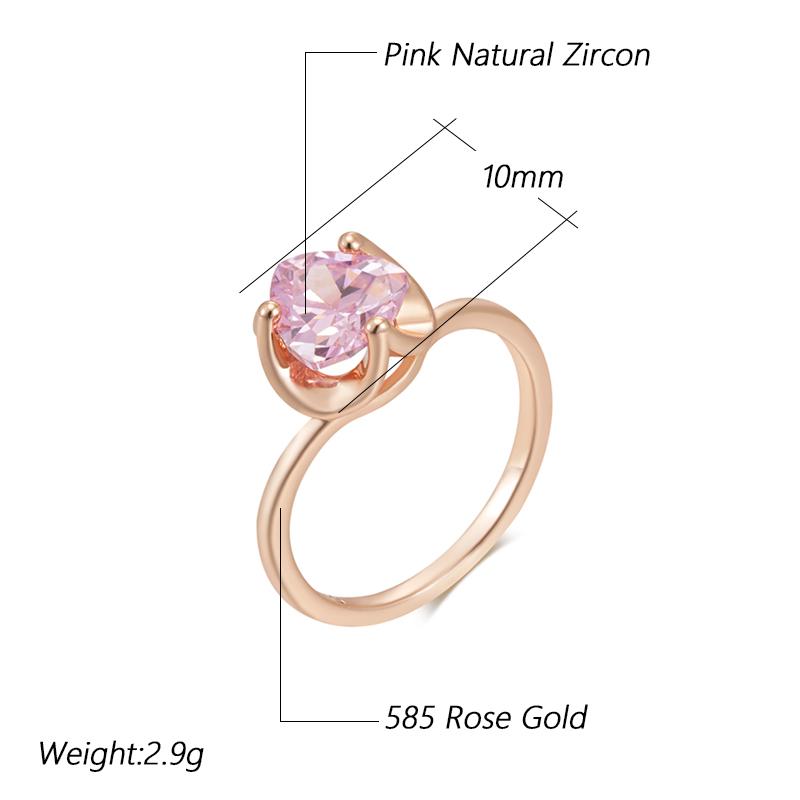 Romantic Pink Natural Zircon Wedding Bridal Rings For Women  Rose Gold Luxury Couple Gift Simple Daily Fine Jewelry