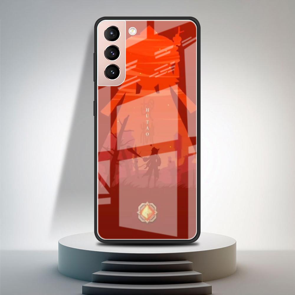 Modische Glashülle für Samsung S20 FE S21 S10 S9 S8 Plus Handyhülle für Galaxy Note 20 Ultra 10 Lite 9 Game Genshin Impact