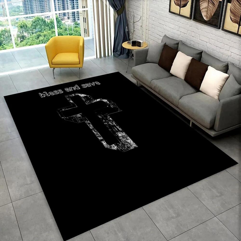 Holy Bible Cross Jesus Pray Area Rug,Carpet Rug for Home Living Room Bedroom Sofa Doormat Decor,kid Play Non-slip Floor Mat Gift