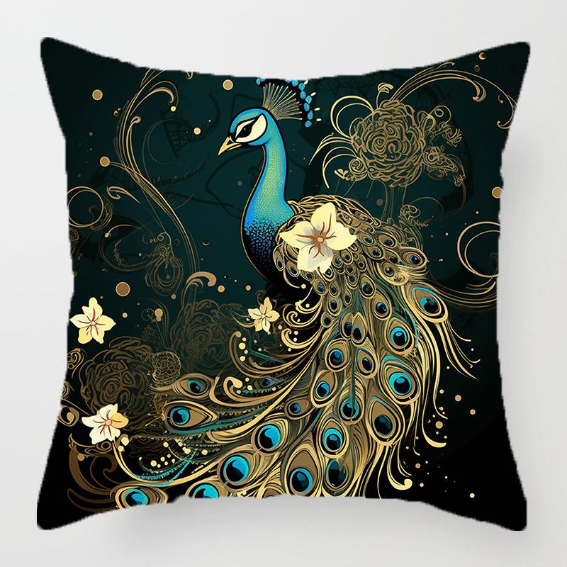 Heimdeko Pfau & Blumenmuster Dekorative Kissenhülle Muster Kissenbezug Geeignet für Sofa Schlafzimmer Auto Kissenbezug