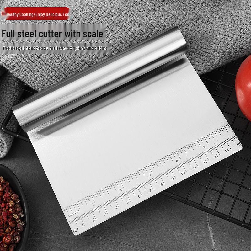 Stainless Steel Half-Moon Dough Cutter & Scraper with Scale