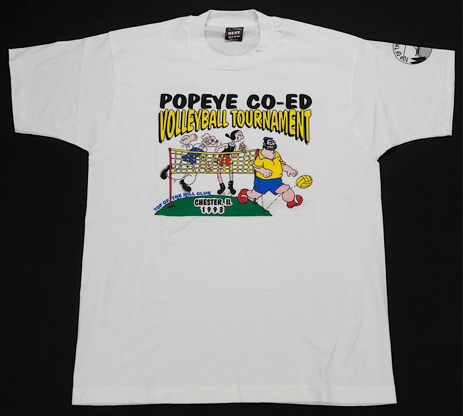 Rare VTG Chester Illinois Popeye Co-Ed Volleyball Tournament 1993 T Shirt 90s La L