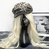 Leopards Print Studded Hat Buckles Trendy Hat Women Stylish Octagonal Hat for Trendy Women