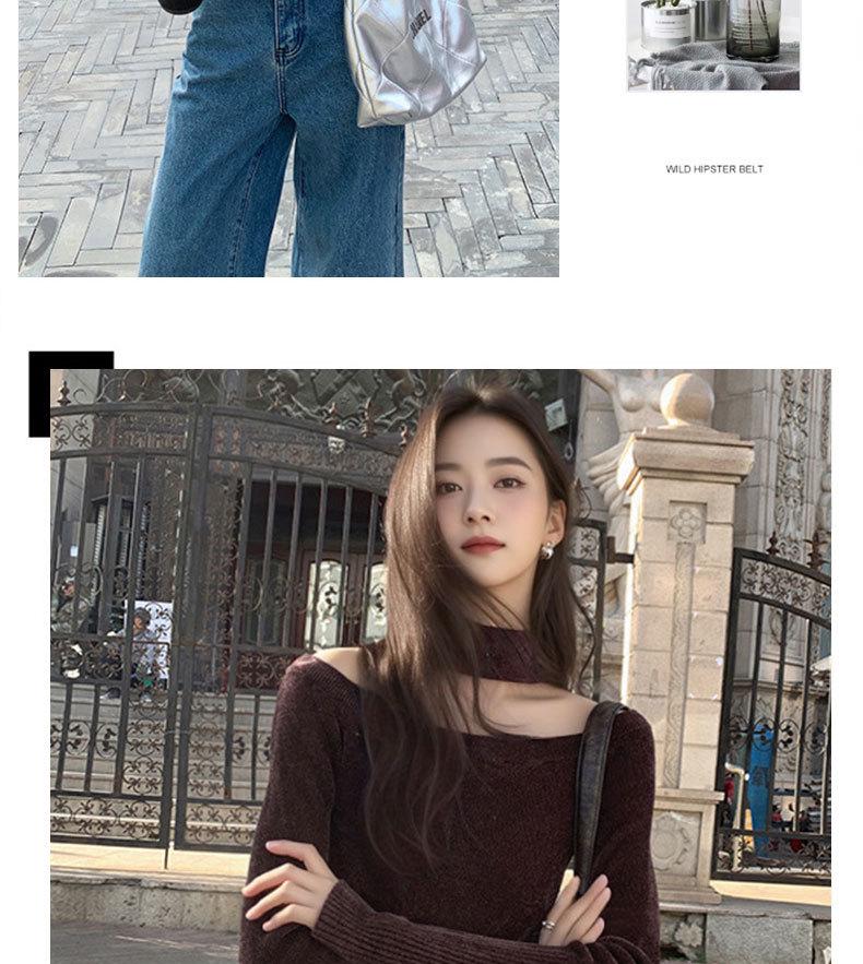 Dámský luxusní černý kožený pásek - Všestranný módní doplněk pro letní džíny