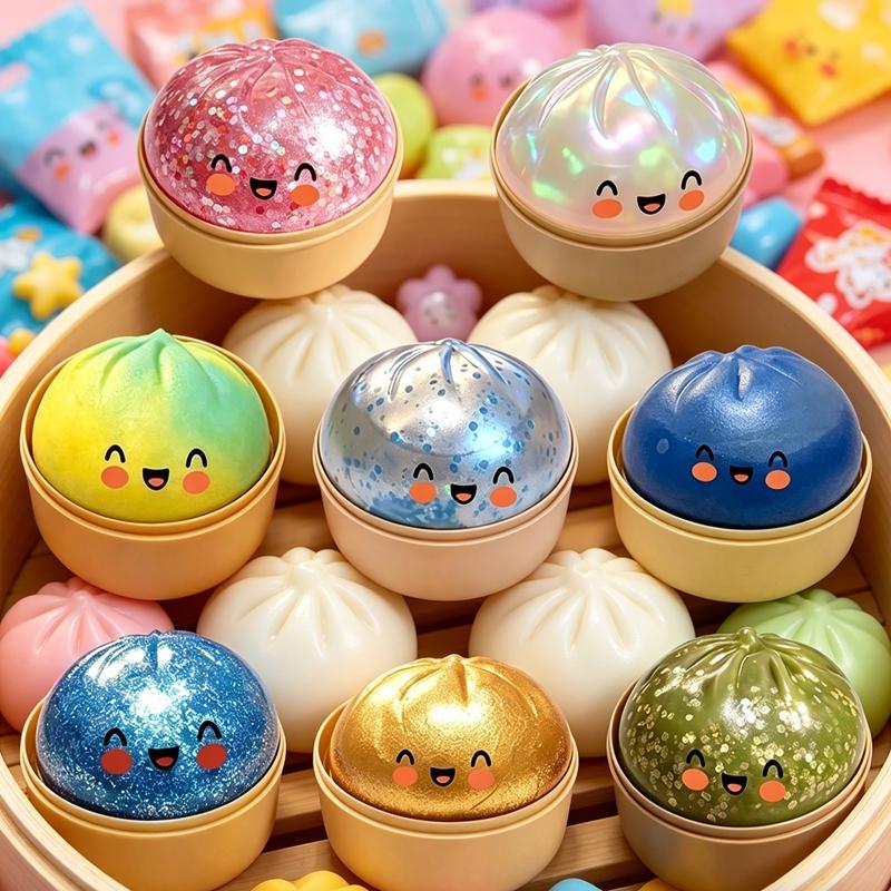 Glitter Dumpling Squishy Stress-Relieving Toys Fun Pinch Squeeze Ball Soft Fidget Relax Molding Popular Children Favor Gifts