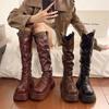 Winter Short Plush Women Knee High Boots Fashion Slip On Knight Long Booties Ladies Casaul Platform Heels Botas Mujer