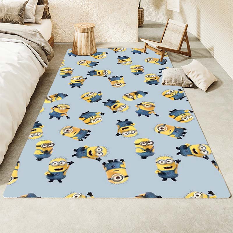 Minions Themed Round Rug Cartoon Flannel Carpet Non-Skid Floor Mat Children Playroom Bedroom Home Decor