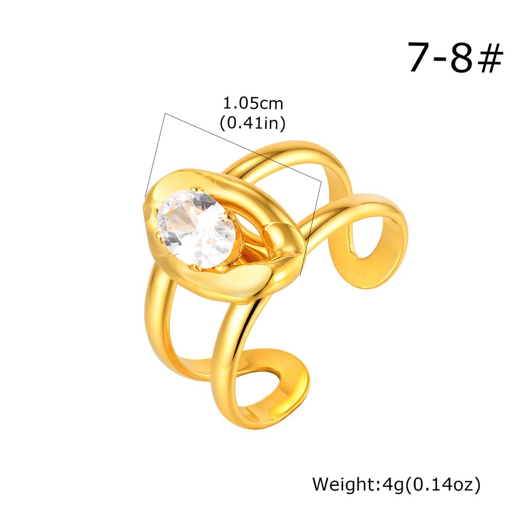 Vnox Gold Plated Teardrop Oval Pink Blue Zircon Double-Layered Opening Ring for Women Shining Crystals Party Finger Ring Jewelry