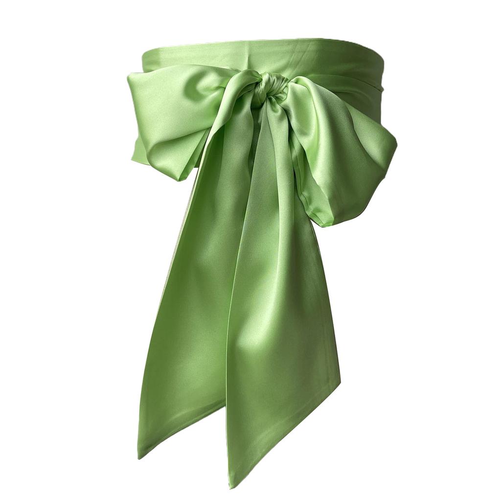 Ribbon Waistband Wide Belt Women's Dress Bow Tie Sash Corset Belt for Weddings and Parties 250cm Long Solid Color