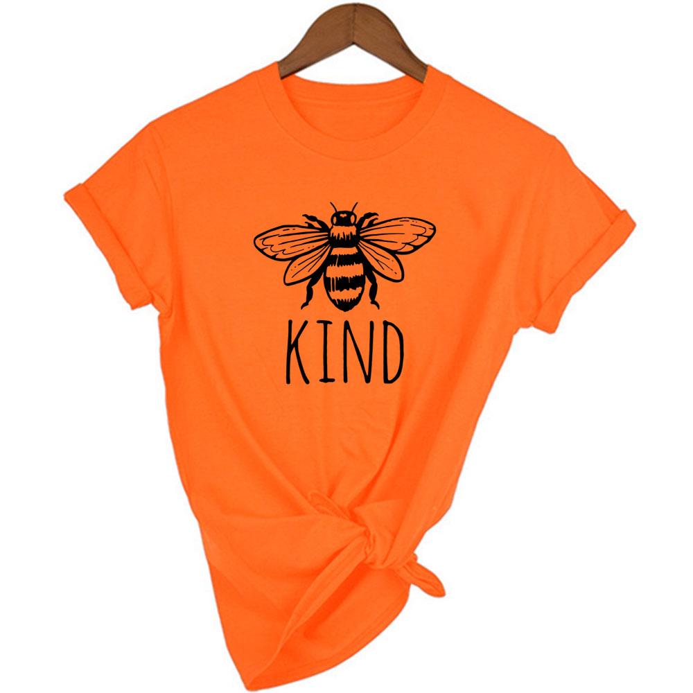 Women Printed Bee Kind Casual T Shirts Tops Fashion Shirt Graphic Tees Woman Clothes Harajuku Pink