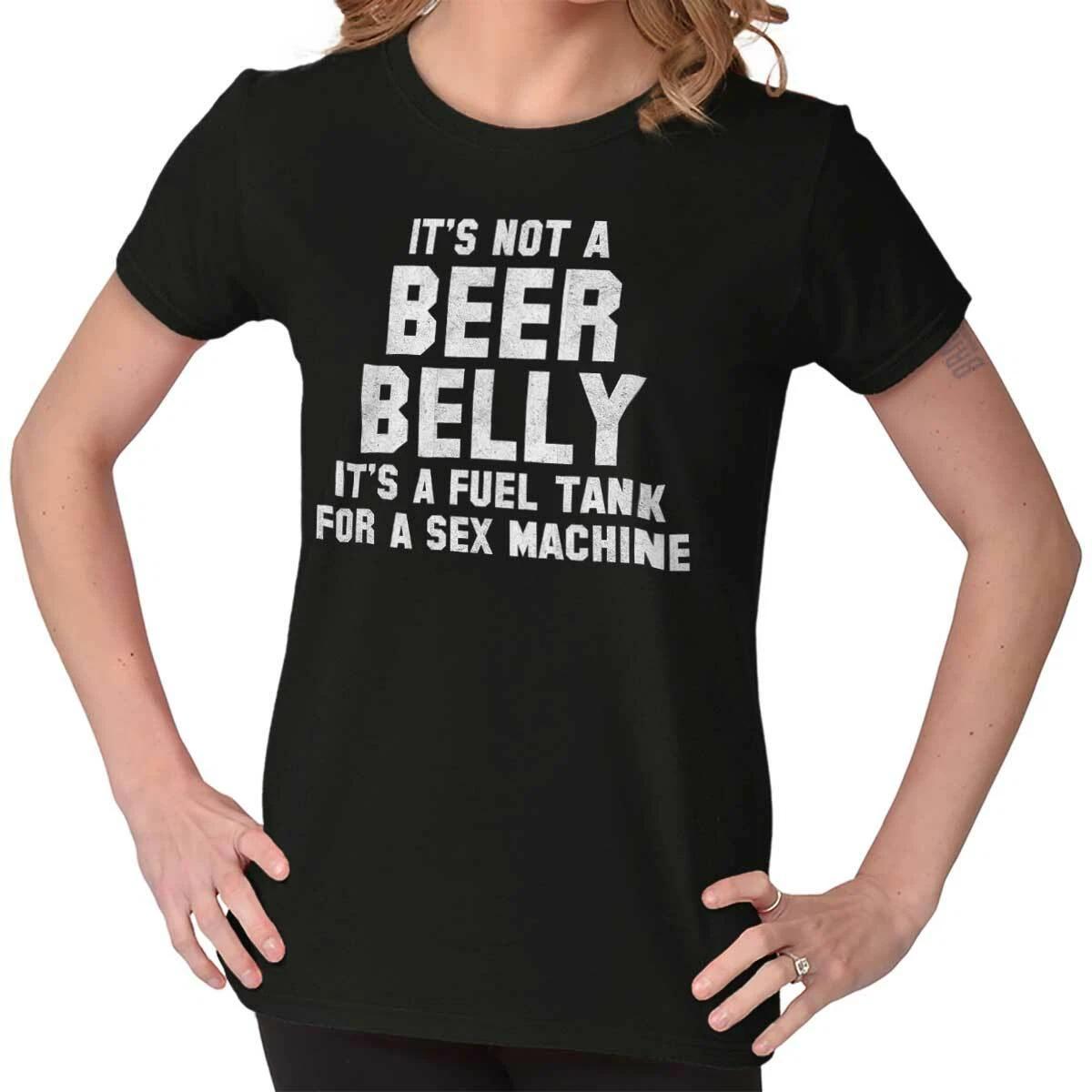 Funny Beer Belly Drinker Lover Drinking Gift Womens Top Junior Graphic Tee M
