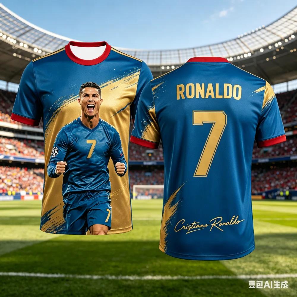 New 2026 Ronaldo Fan Edition Soccer Jersey Kids Quick Dry Breathable 3D Print Football Shirt Summer Outdoor Sports T Shirt