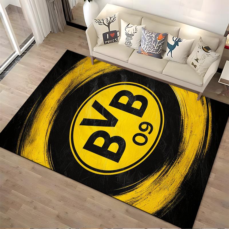 BVB 09 Logo Design Gelb und Schwarz Rutschfester Teppich geeignet für Wohnzimmer und Schlafzimmer Sofas.