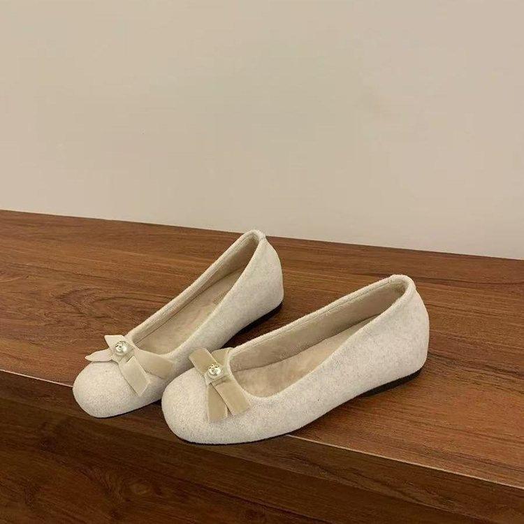 French Pink Heightening Bow Mary Jane Shoes New Autumn Skirt Light Mouth Single Shoes