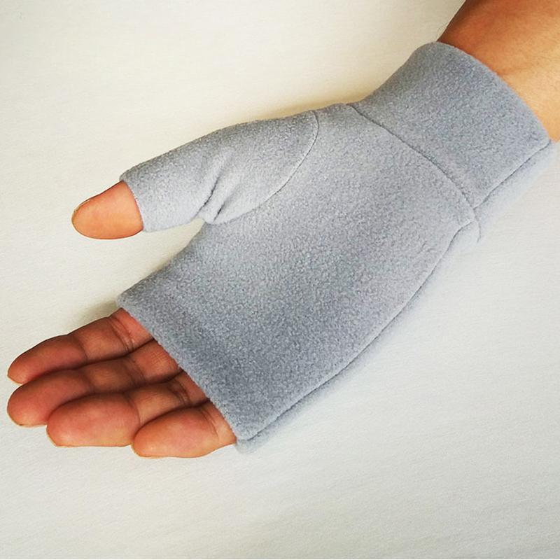 

Зимние перчатки с полупальцами для женщин и мужчин, мягкие плюшевые флисовые теплые перчатки, однотонные варежки без пальцев на запястье, модные L серый