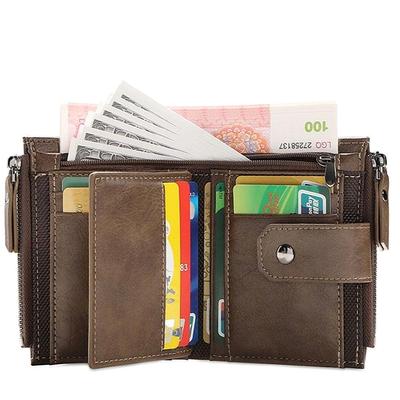 Herren Münzbörse Geldbeutel RFID-Blockierend Reißverschluss Vintage PU-Leder Geldbörse Kreditkartenhalter Geldbörse Mann Multifunktional Kurze Münzbörse