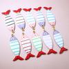 10pcs Stainless Steel Enamel Stripe Fish Charms Pendant 40x8/40x14mm DIY Jewelry Making Accessories for Necklace Earrings