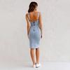 Vestido ajustado de mezclilla desgastada para mujer - Sexy sin tirantes con escote en U, ajustado, tipo lápiz, elástico, slim fit, casual de verano para fiestas o uso diario